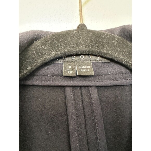 Theory Dorima Raw Edge Double Breasted Wool Cashmere Coat Navy Blue Women's 0 - Picture 7 of 9